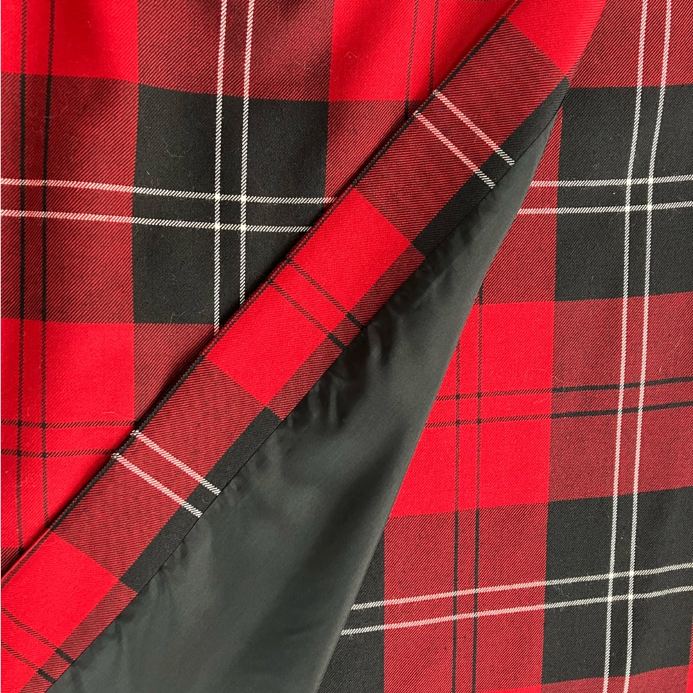 Charter Club Red and Black Plaid A-Line Wrap Skirt (size 12p)